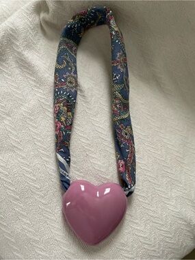 Vintage Pink Heart Wall Hanging Ceramic Home Art Accent
